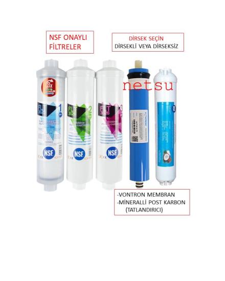 Nsf onaylı,kapalı kasa su arıtma 5 li filtre seti