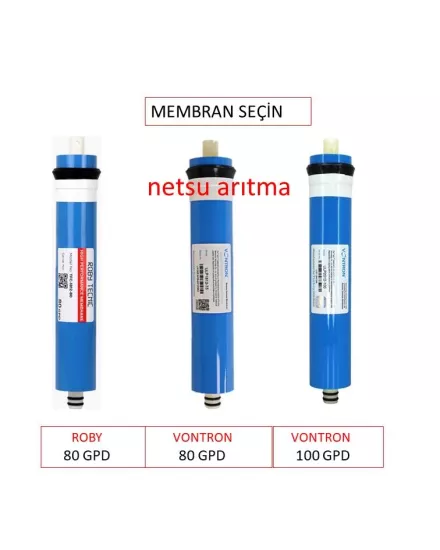 80 gpd,100 gpd Vontron ve Roby membran filtre